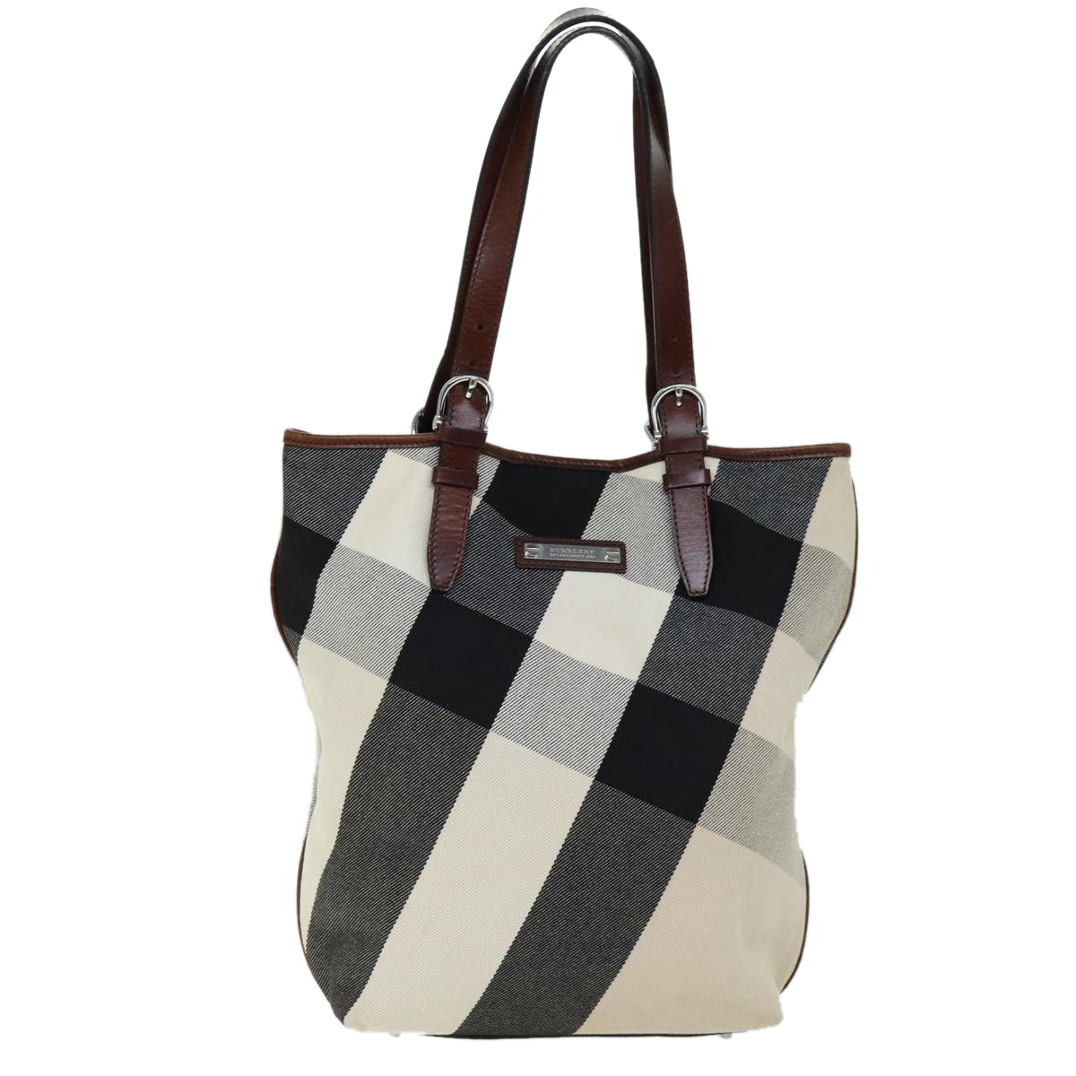 BURBERRY Shoulder Bag Canvas Black White Auth bs14386