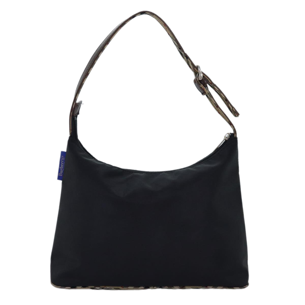 Burberrys Nova Check Blue Label Shoulder Bag Nylon Black Beige Auth bs14387 - 0