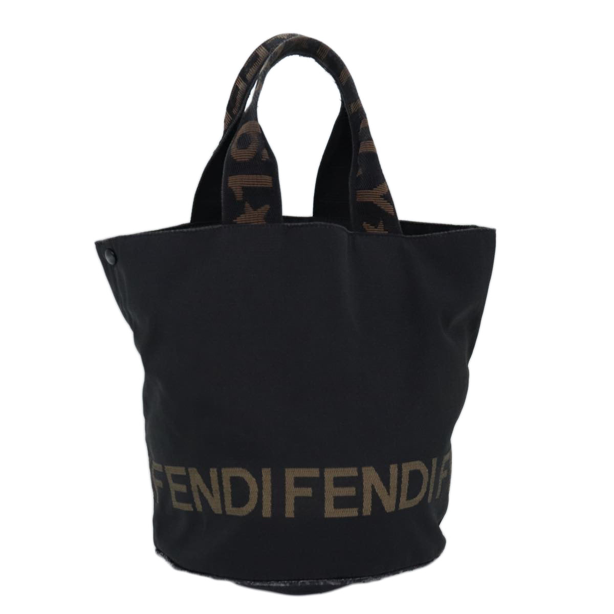 FENDI Hand Bag Nylon Black Auth bs14392