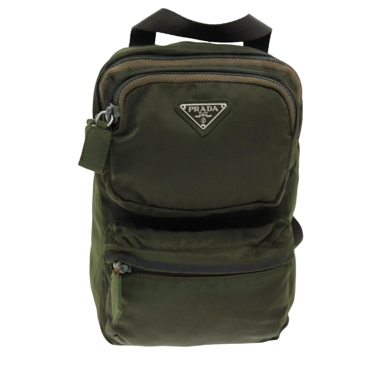 PRADA Backpack Nylon Khaki Auth bs14397