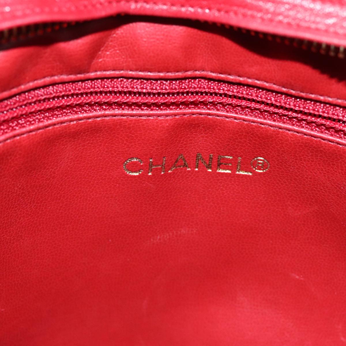 CHANEL Matelasse Chain Shoulder Bag Lamb Skin Red CC Auth bs14402