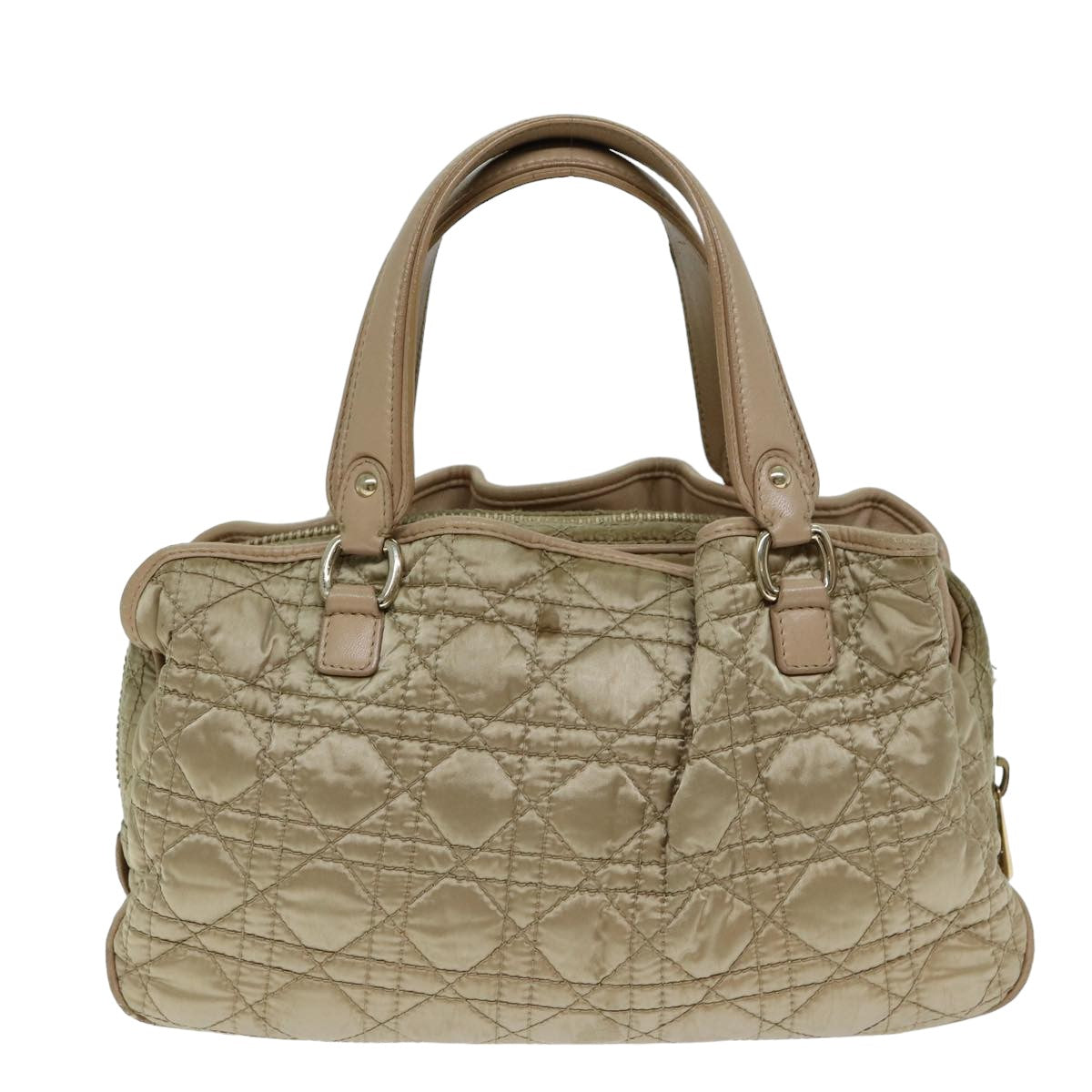 Christian Dior Lady Dior Canage Hand Bag Nylon Beige Auth bs14404 - 0