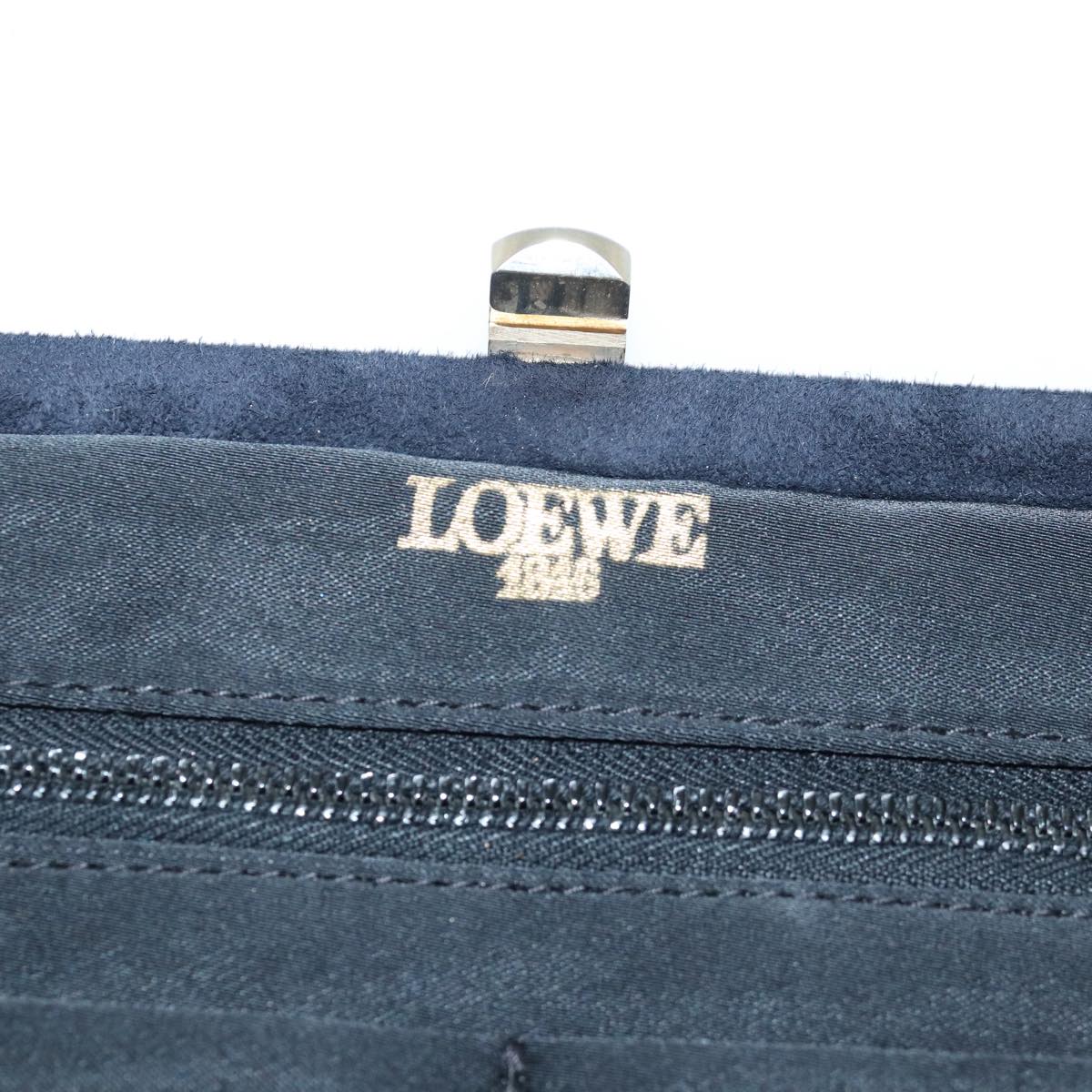 LOEWE Clutch Bag Suede Black Auth bs14406