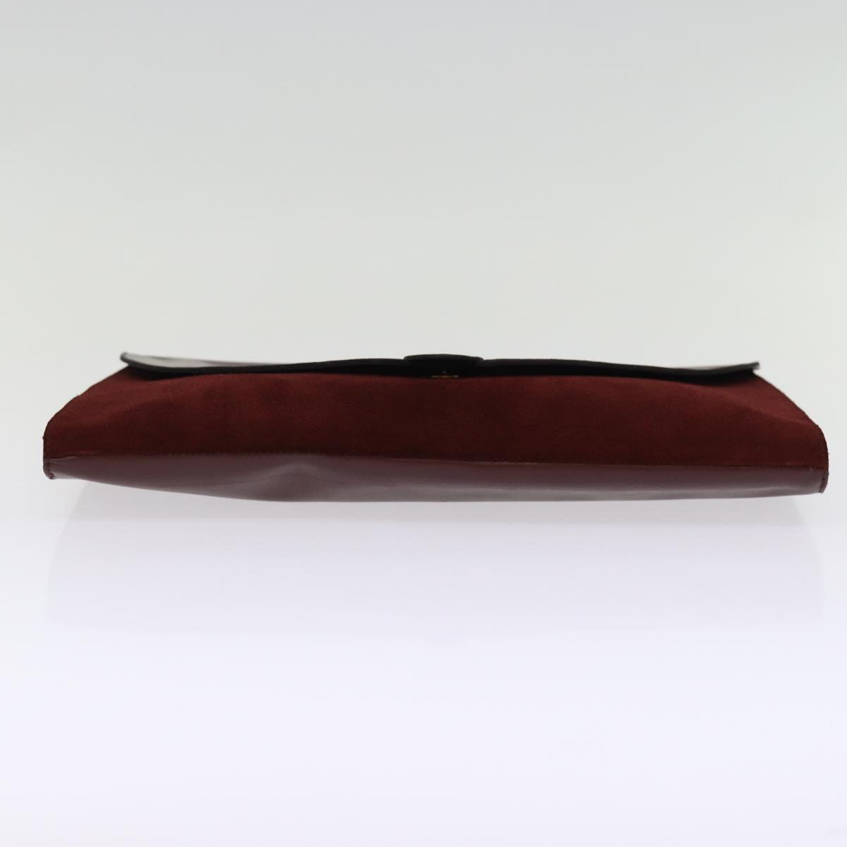 CARTIER Clutch Bag Suede Leather Red Auth bs14407