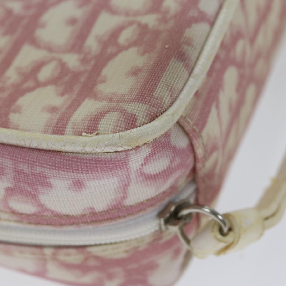 Christian Dior Trotter Canvas Pouch Pink Auth bs14426