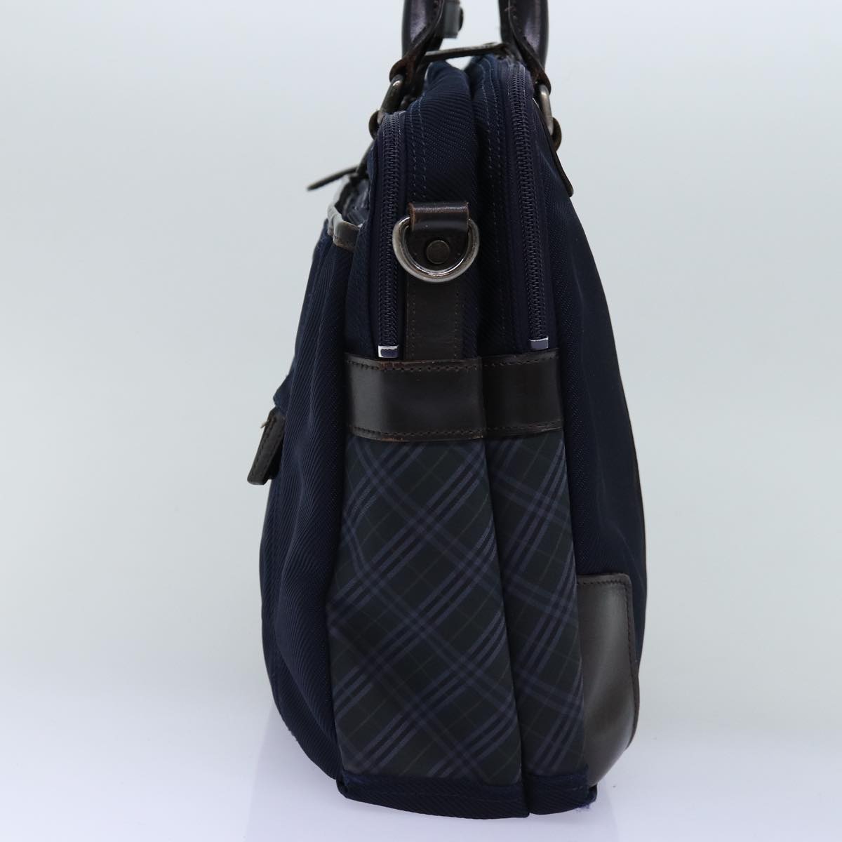 BURBERRY Nova Check Black label Business Bag Canvas Navy Auth bs14428