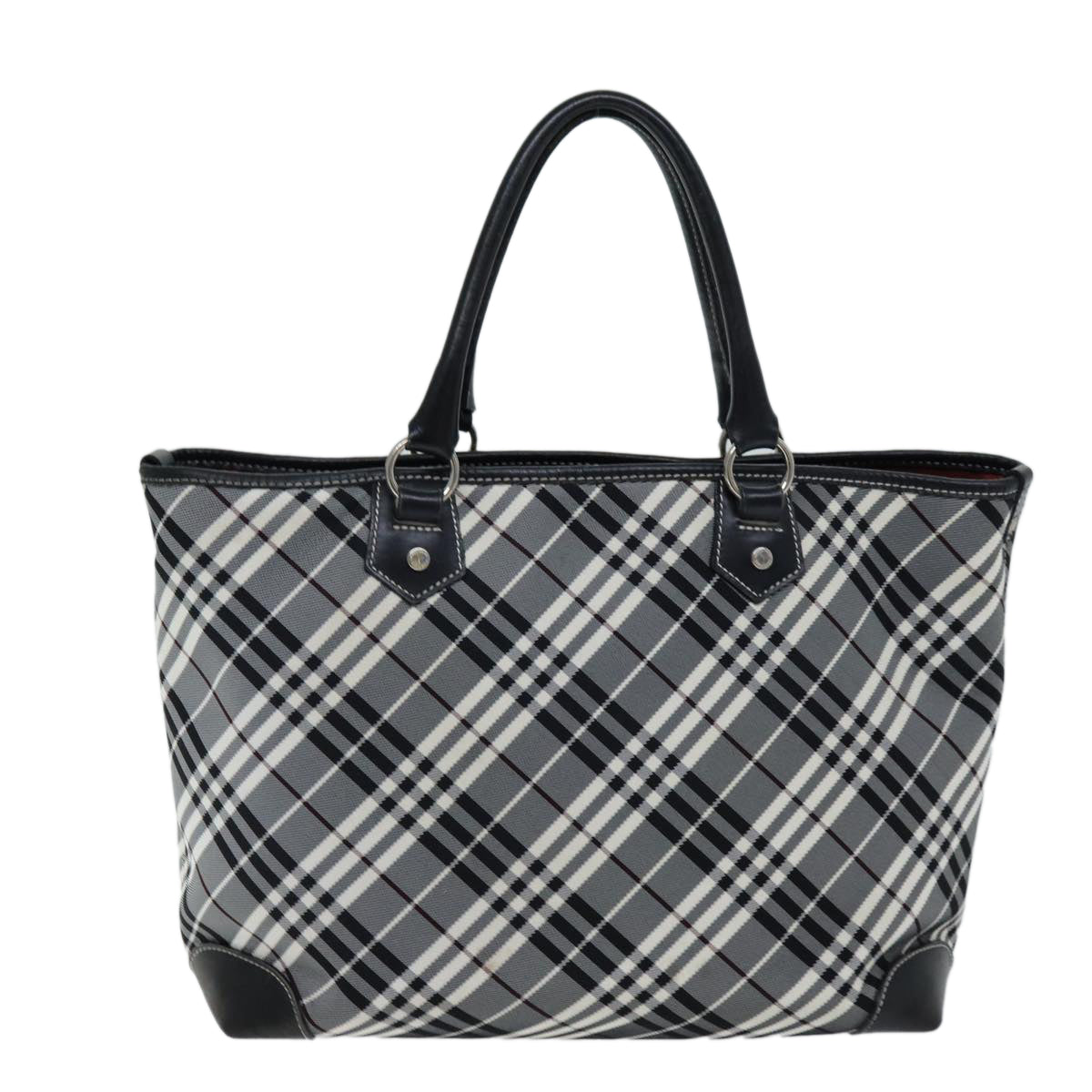 BURBERRY Nova Check Blue Label Hand Bag Nylon Black Auth bs14430