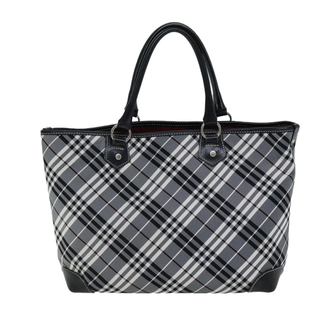 BURBERRY Nova Check Blue Label Hand Bag Nylon Black Auth bs14430 - 0