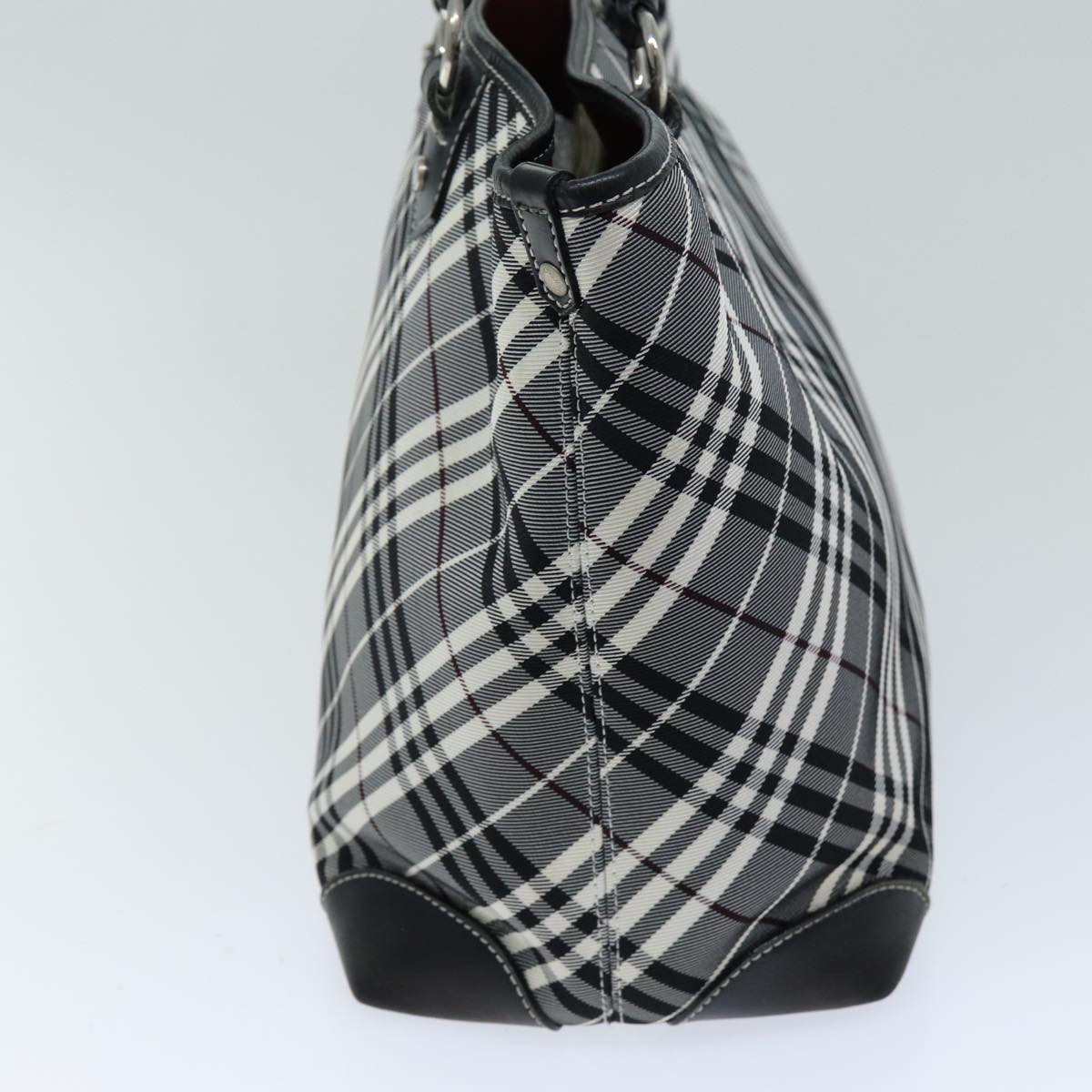 BURBERRY Nova Check Blue Label Hand Bag Nylon Black Auth bs14430