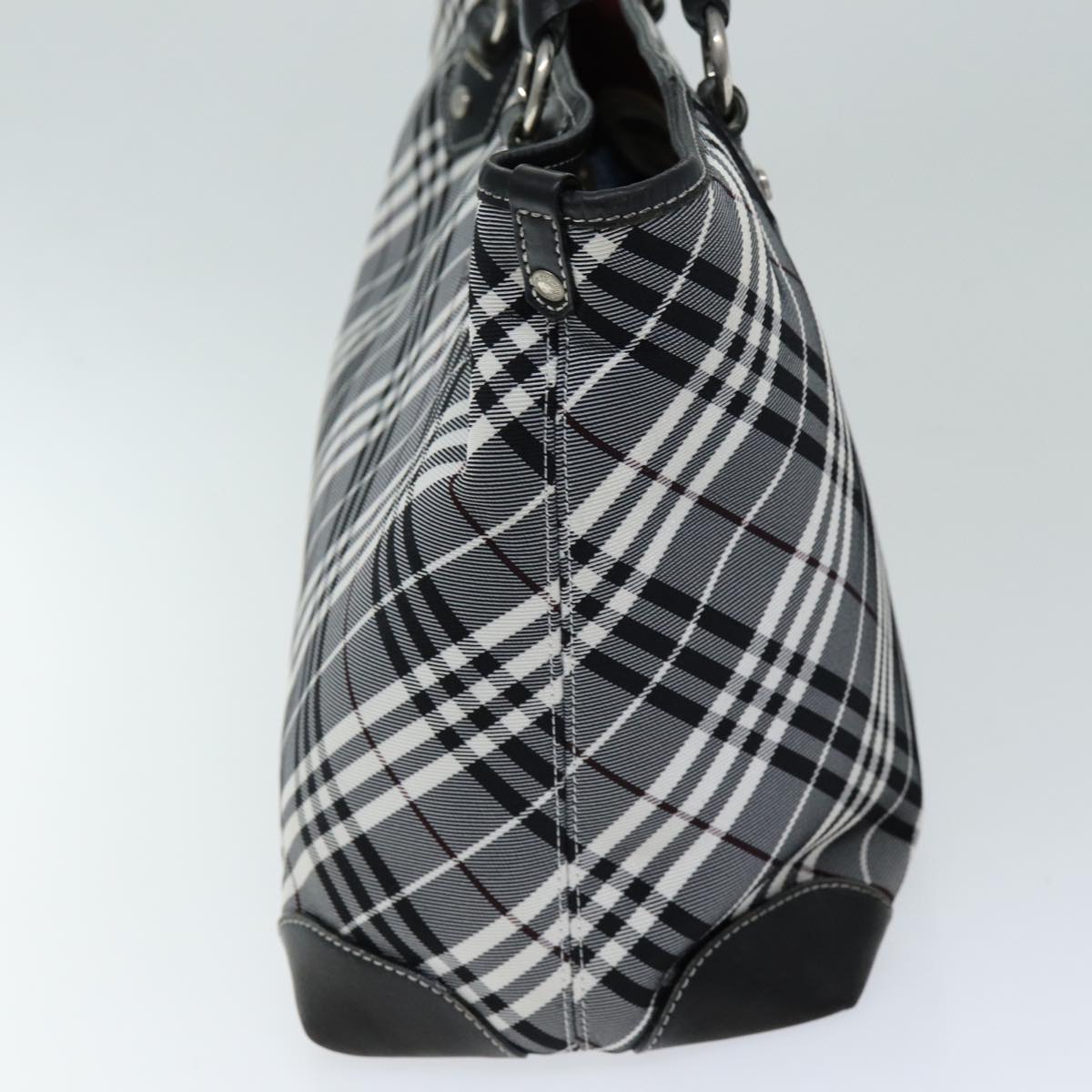 BURBERRY Nova Check Blue Label Hand Bag Nylon Black Auth bs14430