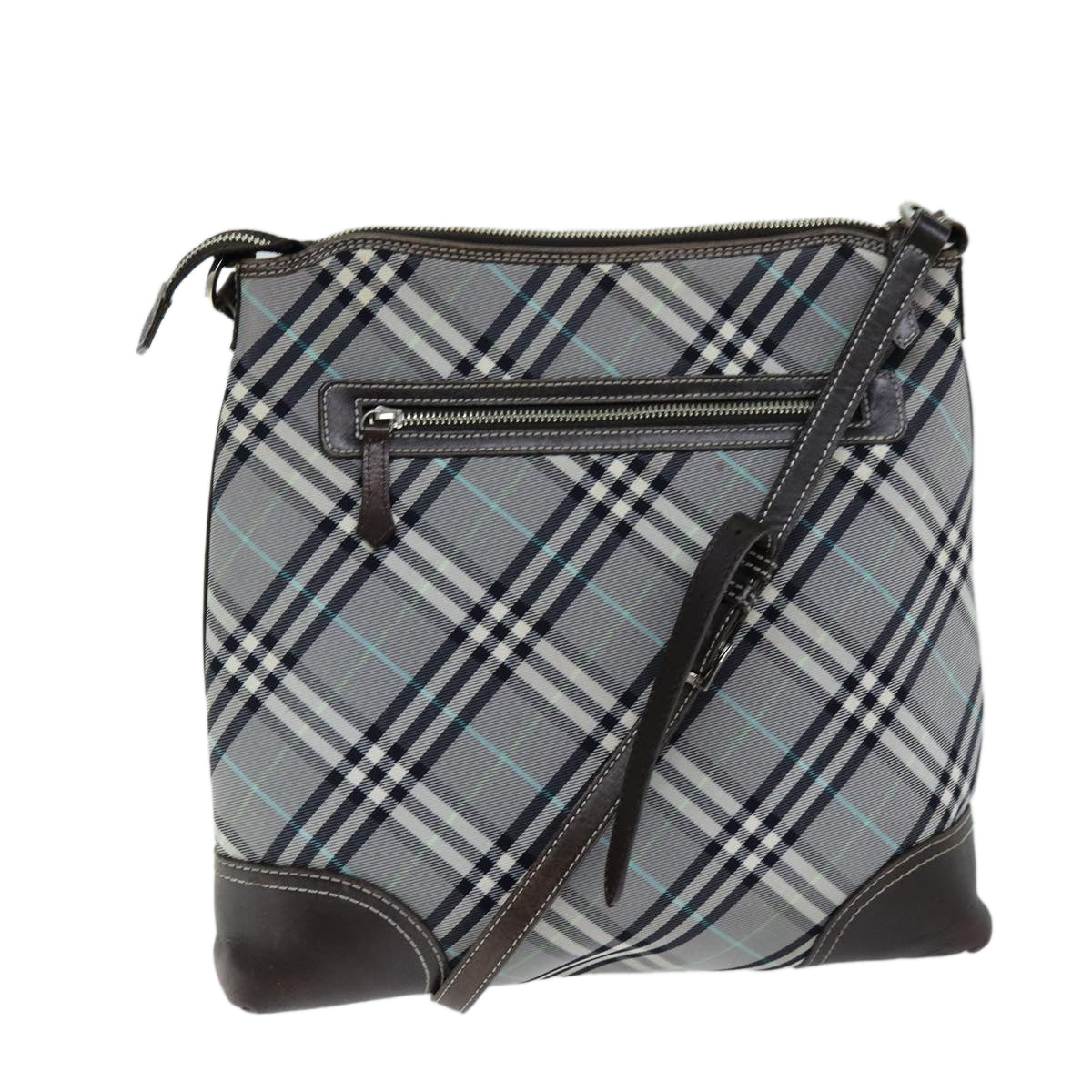 BURBERRY Nova Check Blue Label Shoulder Bag Nylon Black Auth bs14431