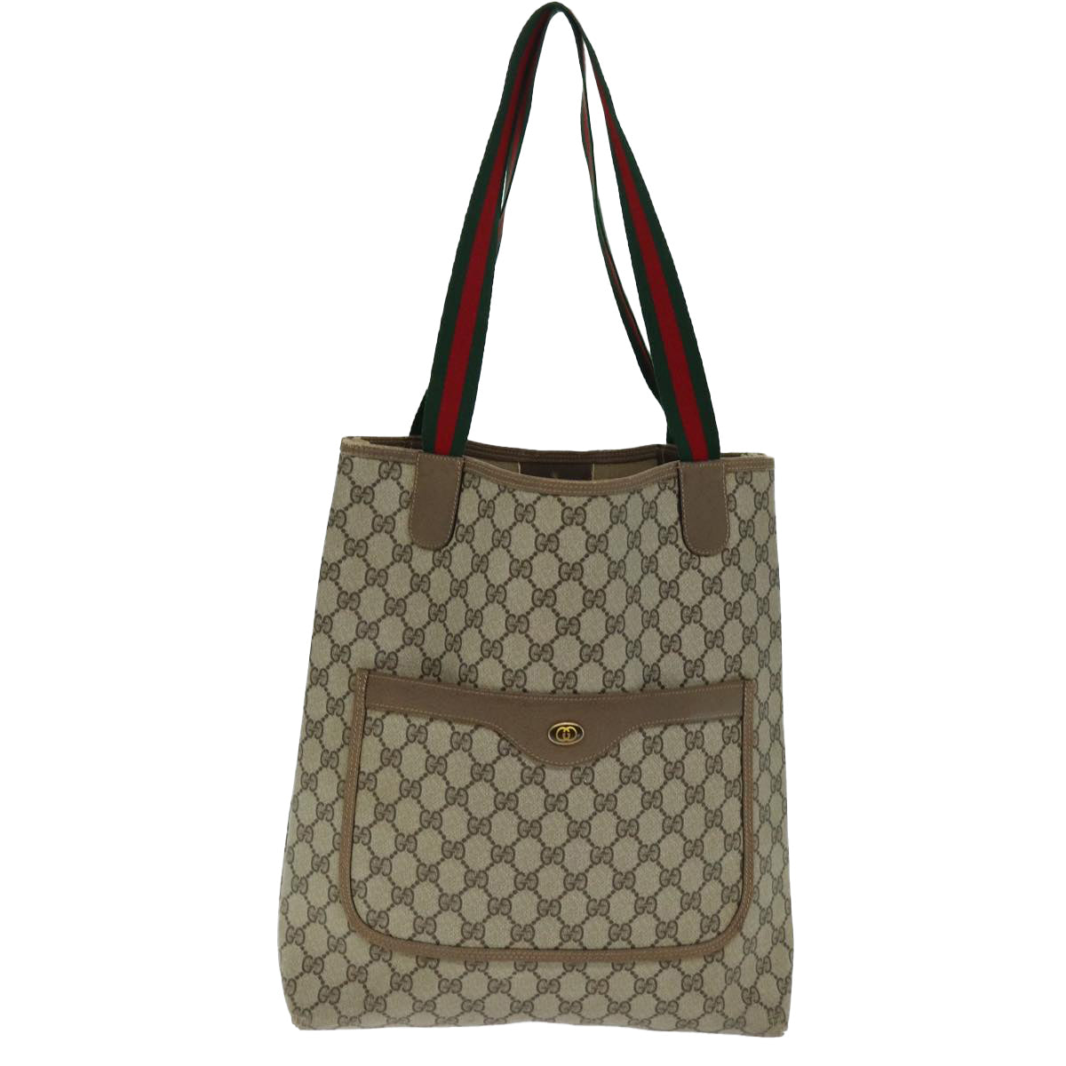 GUCCI GG Supreme Web Sherry Line Tote Bag PVC Beige Red 39 02 003 Auth bs14438