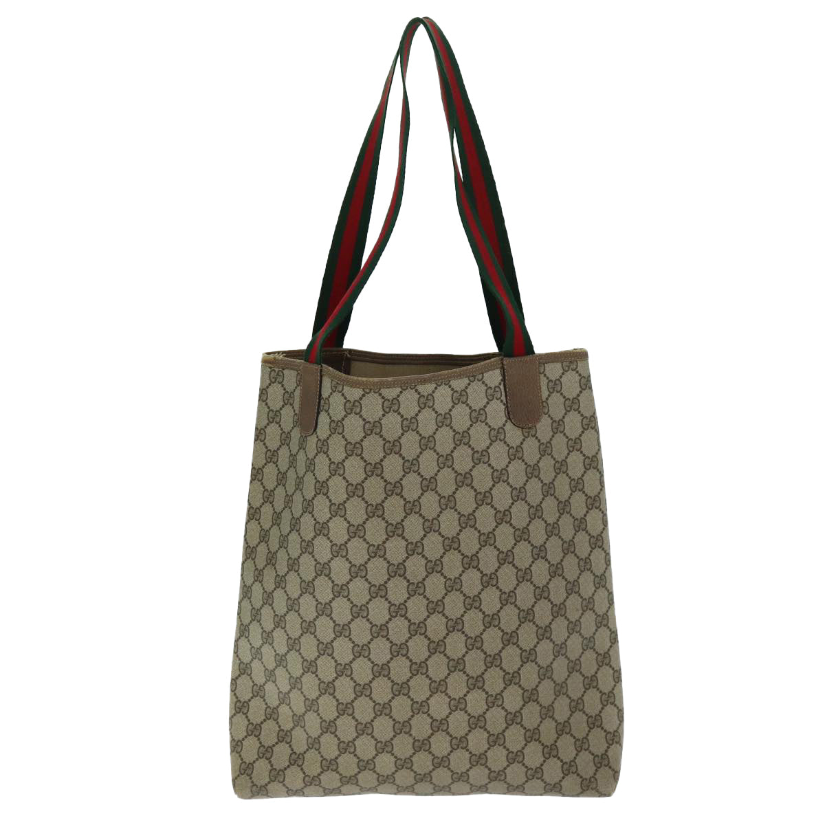 GUCCI GG Supreme Web Sherry Line Tote Bag PVC Beige Red 39 02 003 Auth bs14438 - 0