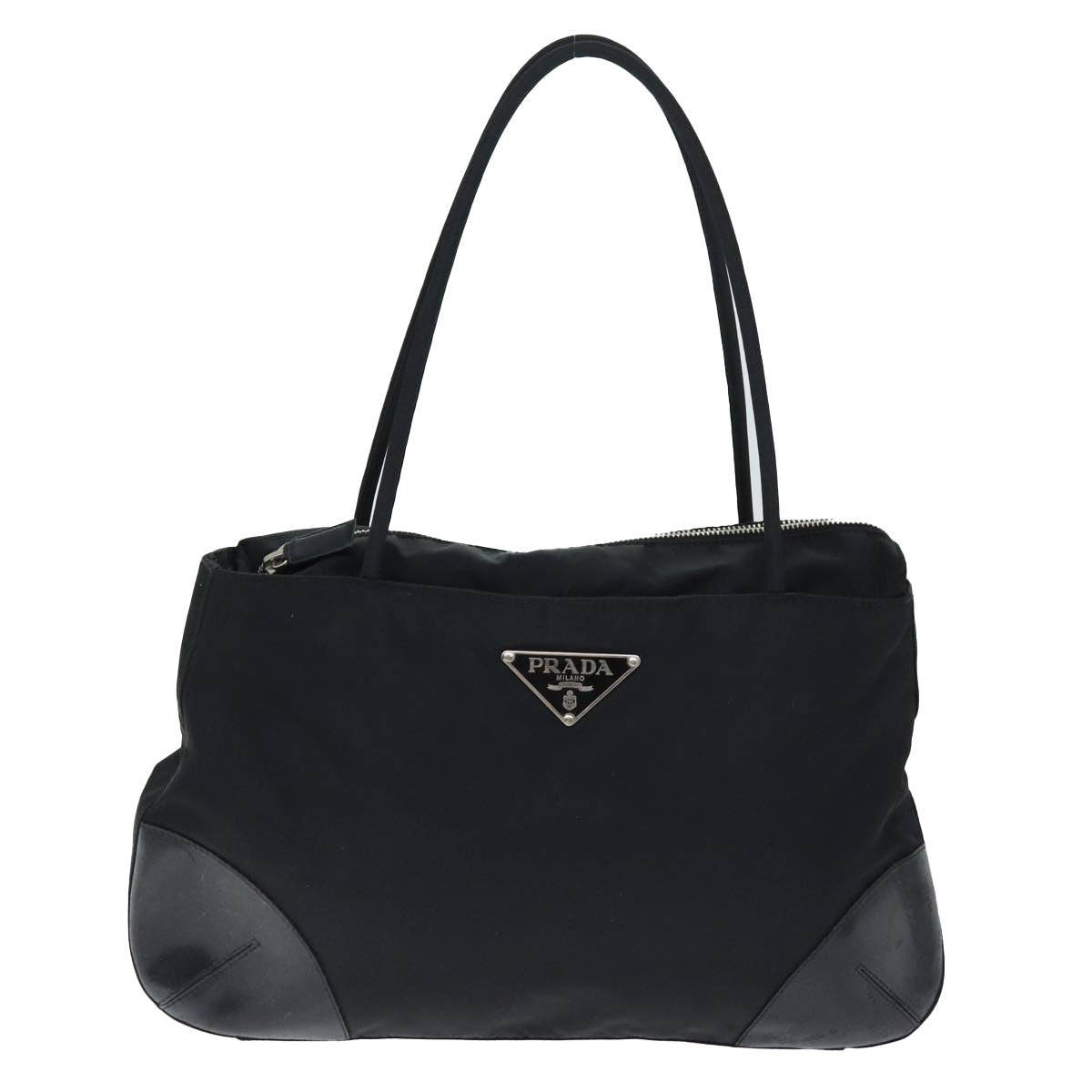 PRADA Hand Bag Nylon Leather Black Auth bs14446 - 0