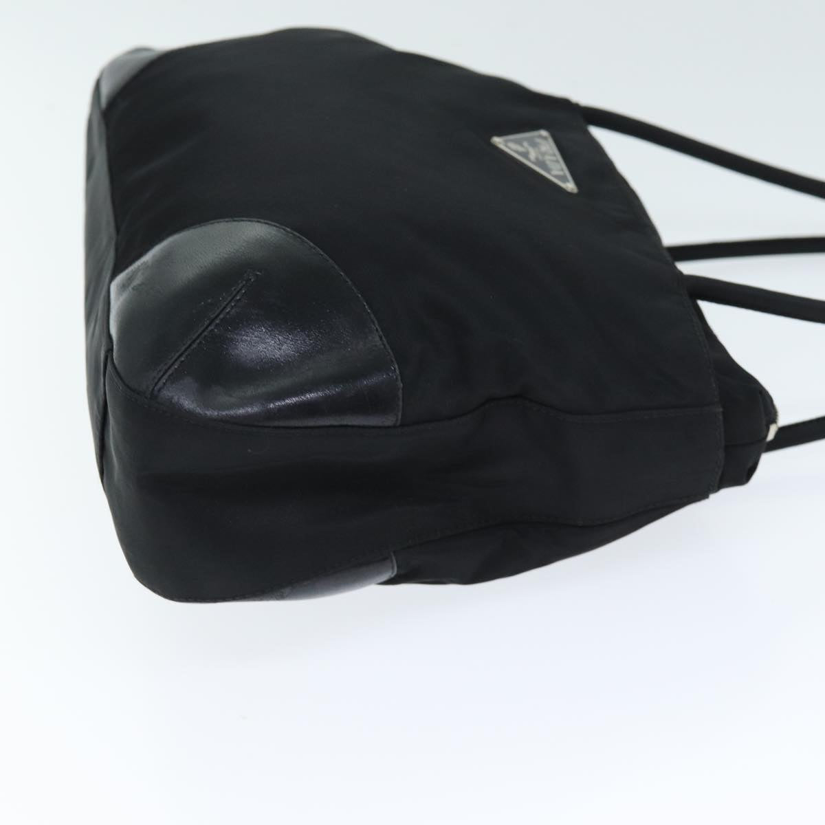 PRADA Hand Bag Nylon Leather Black Auth bs14446