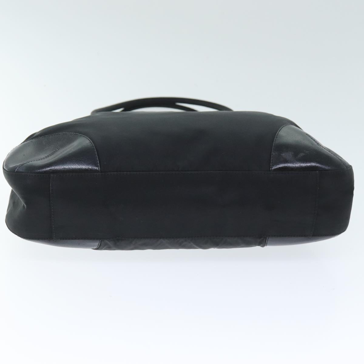 PRADA Hand Bag Nylon Leather Black Auth bs14446