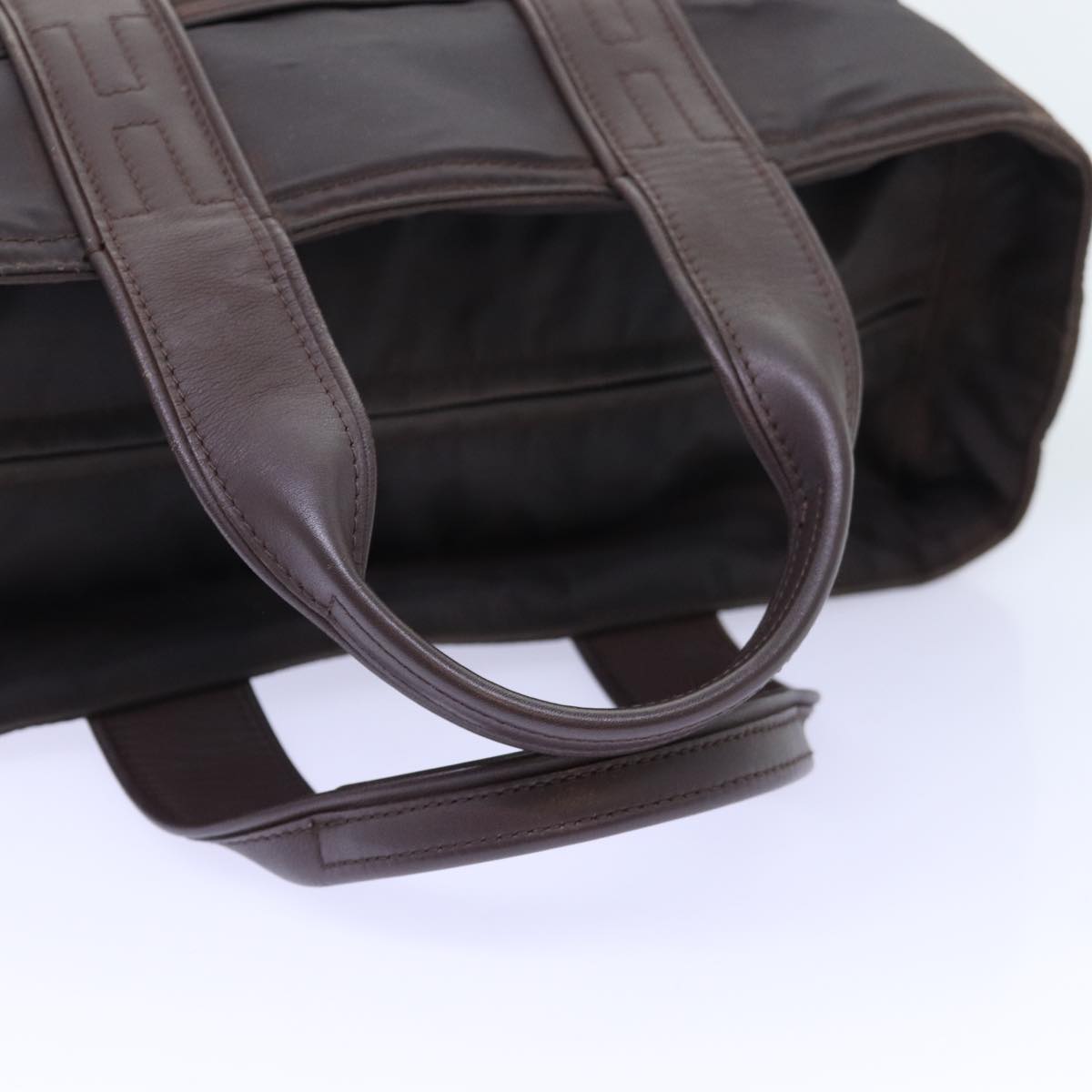 HERMES Acape Luco PM Hand Bag Nylon Brown Auth bs14449