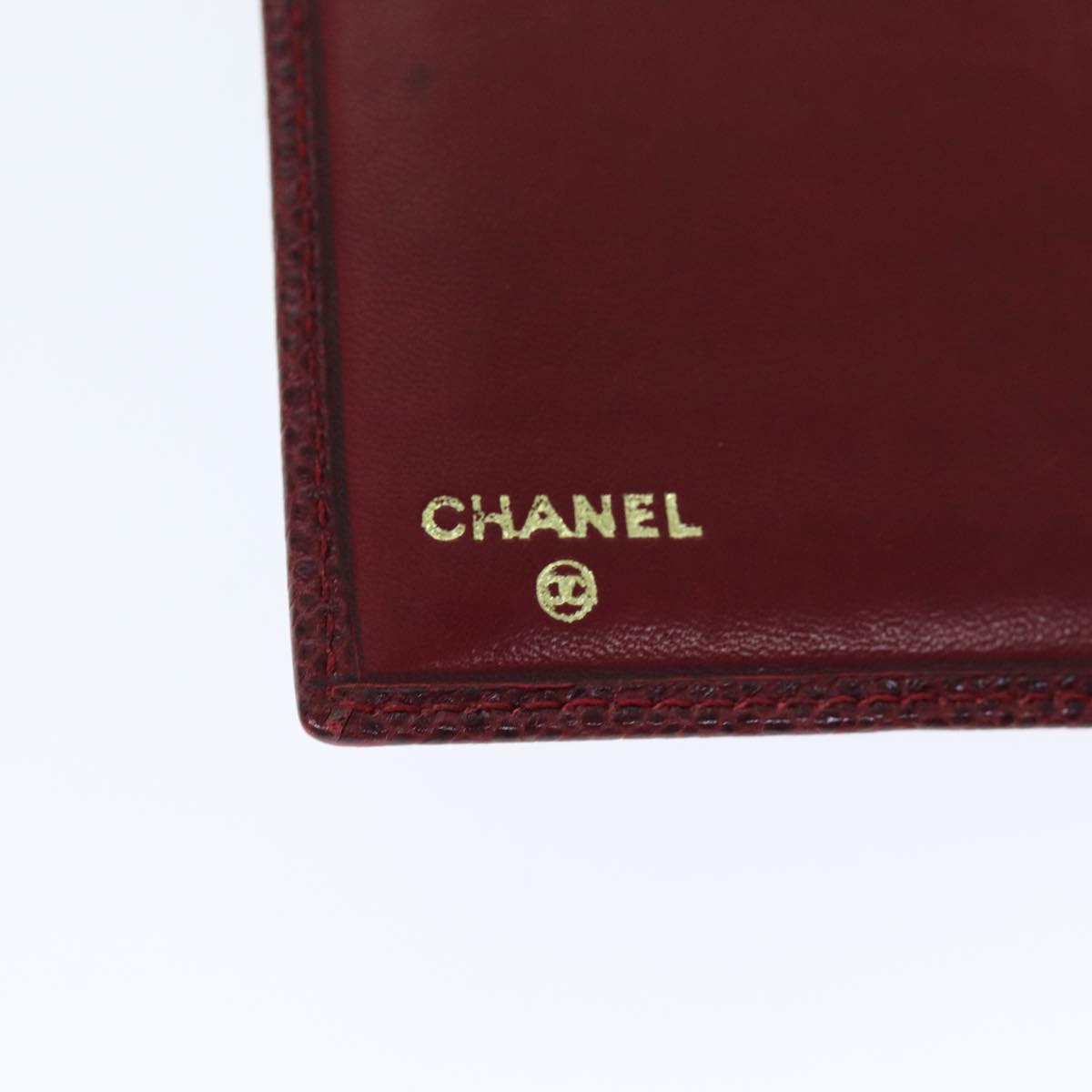 CHANEL COCO Mark Card Case Caviar Skin Red CC Auth bs14453