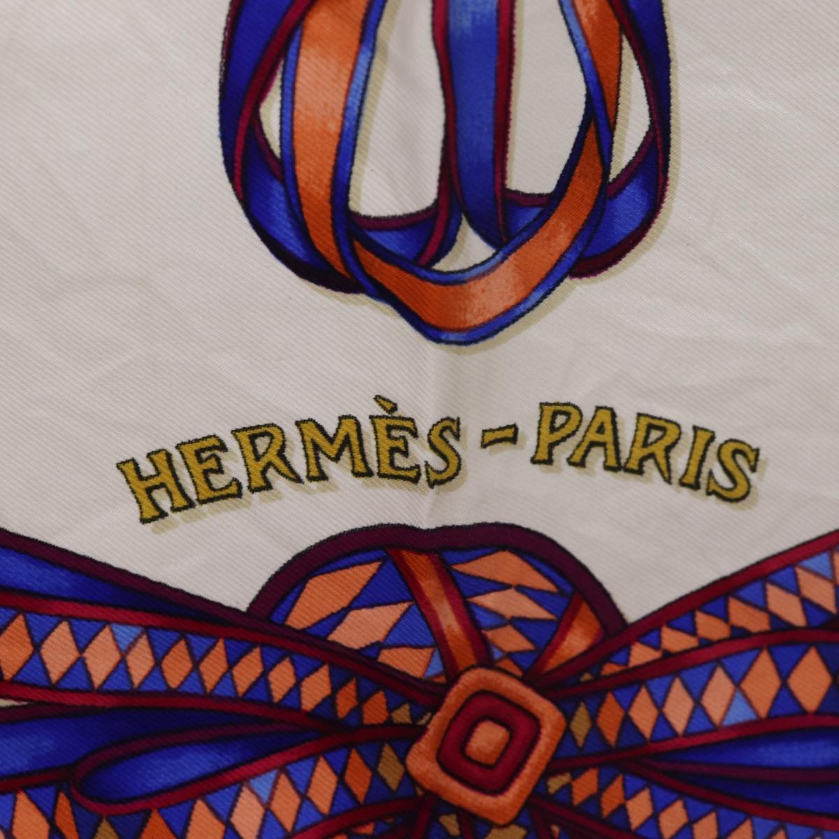 HERMES Carre 90 Scarf ""LES RUBANS DU CHEVAL"" Silk Red Auth bs14454