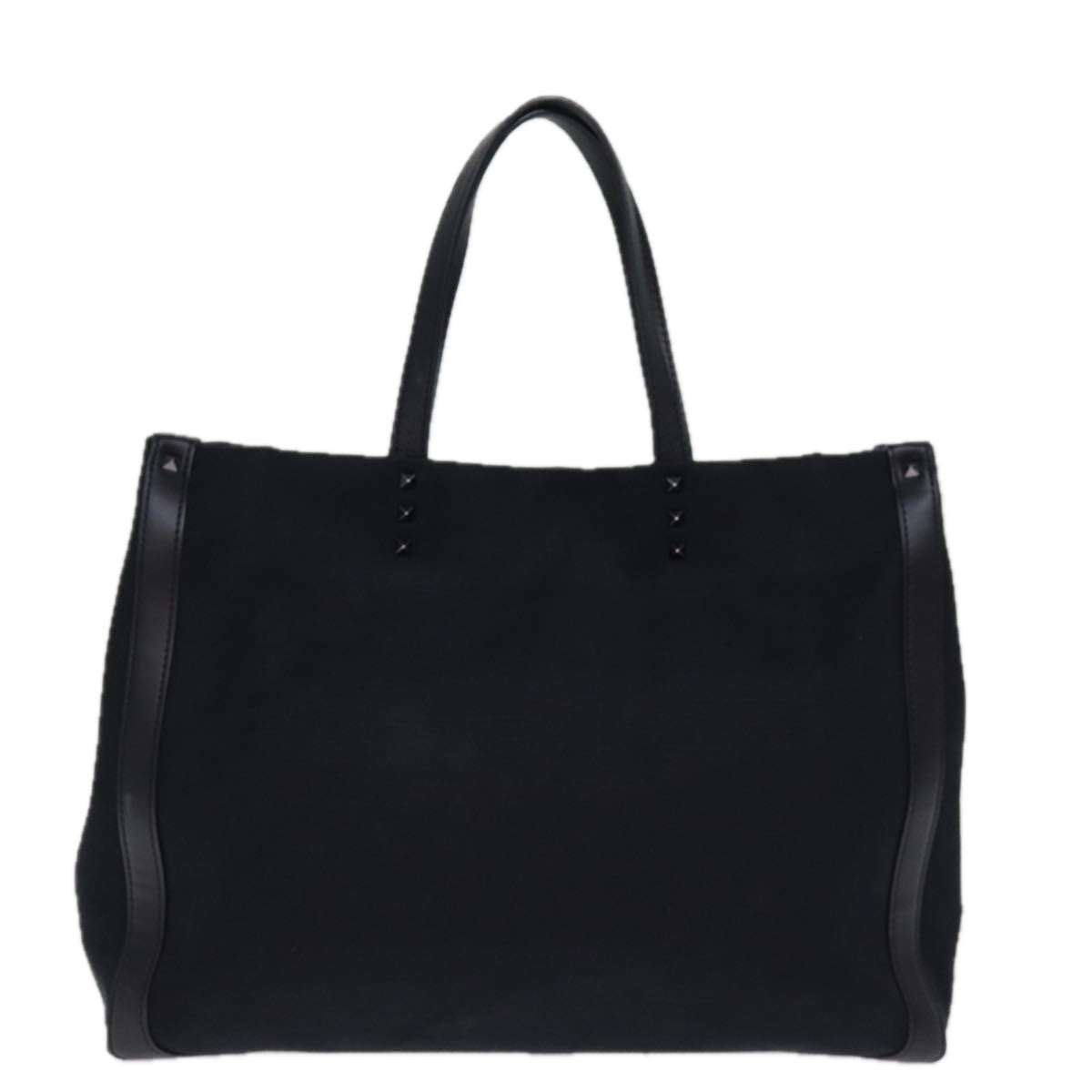 VALENTINO Tote Bag Canvas Black Auth bs14456