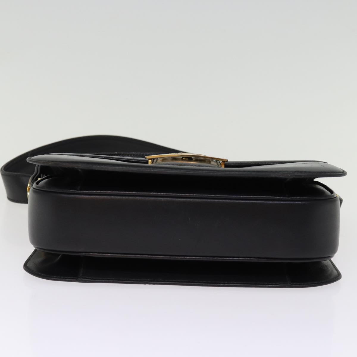 CELINE Horse Carriage Shoulder Bag Leather Black Auth bs14459