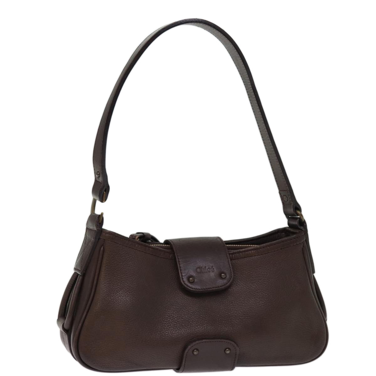 Chloe Shoulder Bag Leather Brown Auth bs14462