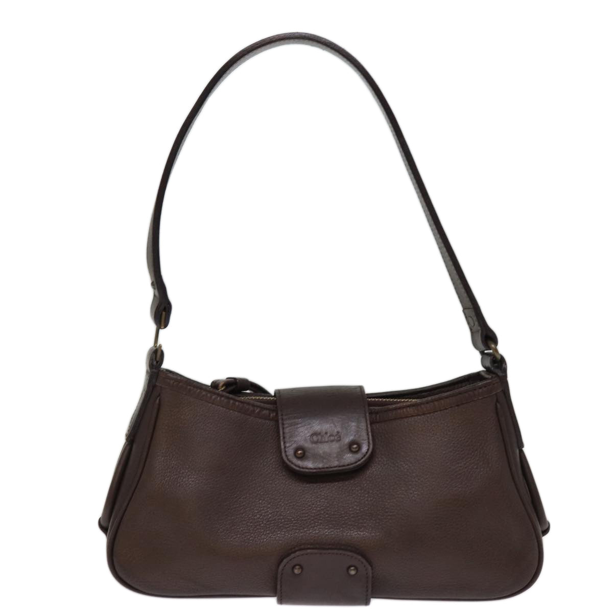 Chloe Shoulder Bag Leather Brown Auth bs14462