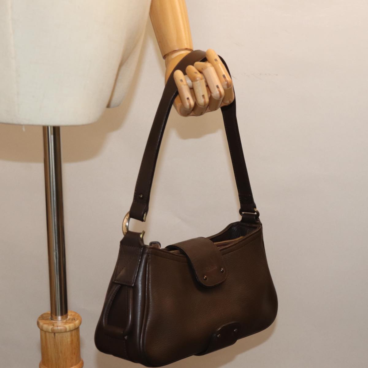 Chloe Shoulder Bag Leather Brown Auth bs14462