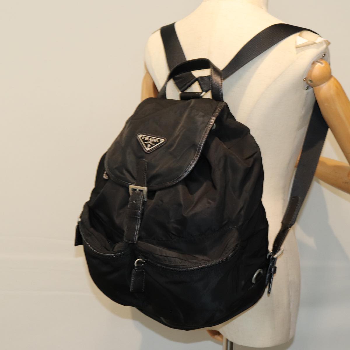 PRADA Backpack Nylon Black Auth bs14466