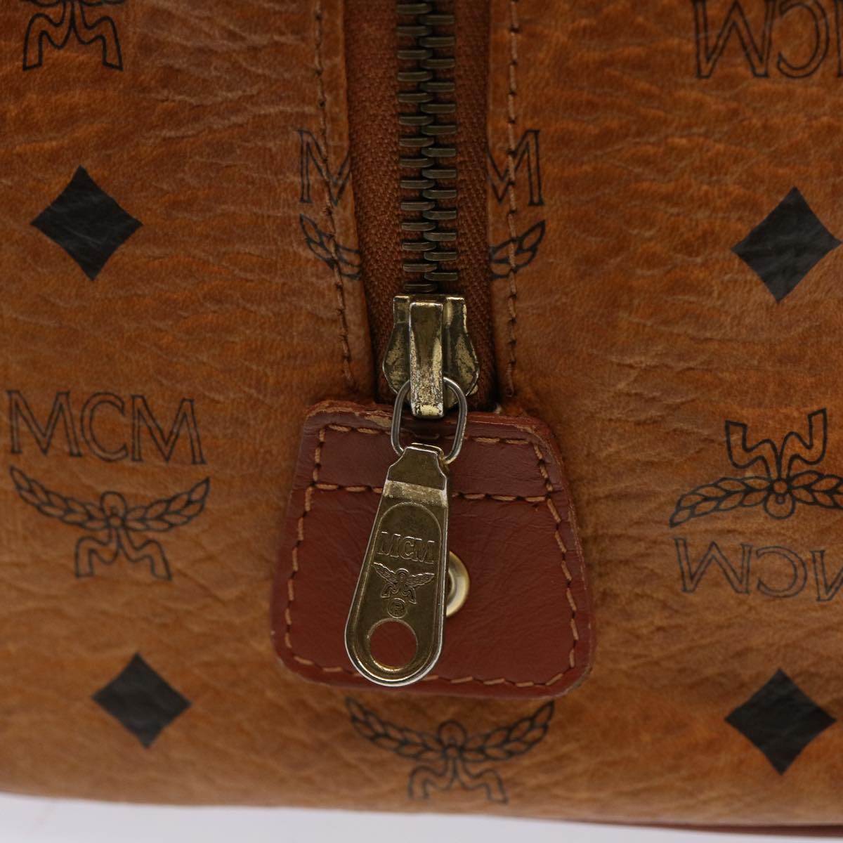 MCM Vicetos Logogram Boston Bag PVC Leather 2way Brown Auth bs14467