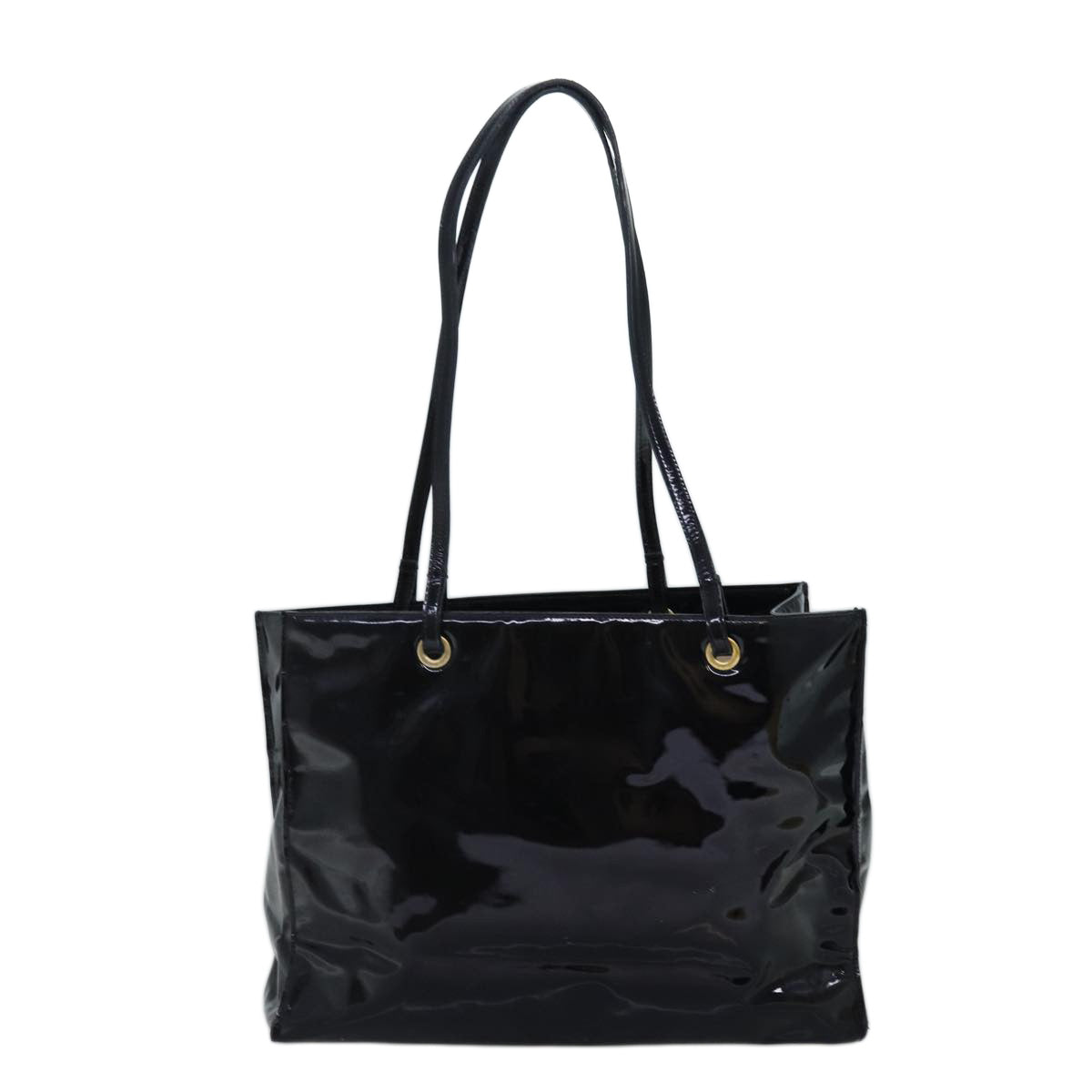 FENDI Tote Bag Enamel Black Auth bs14475