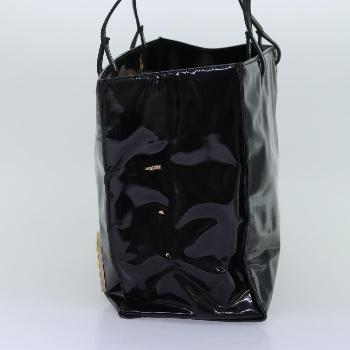 FENDI Tote Bag Enamel Black Auth bs14475