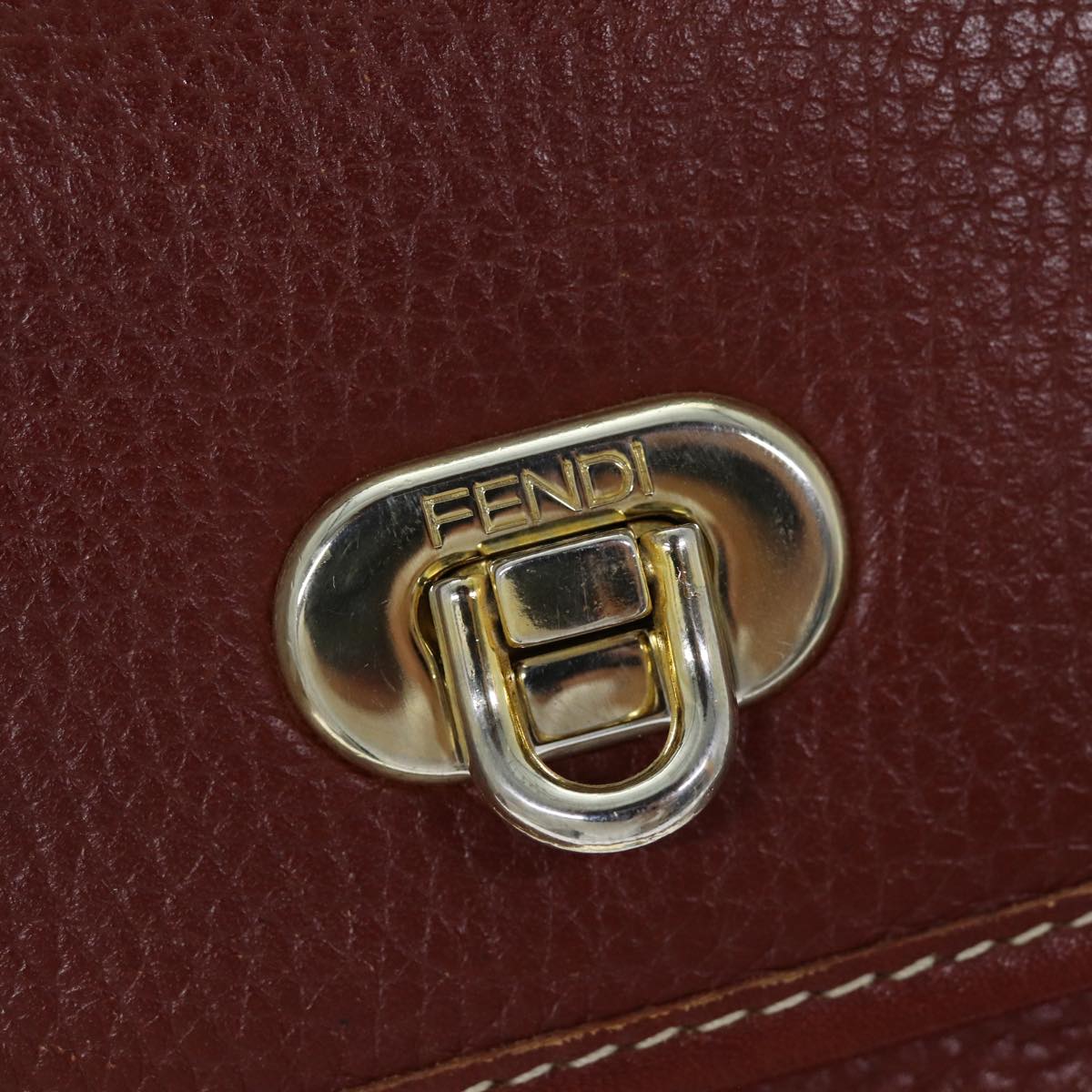 FENDI Hand Bag Leather Brown Auth bs14477