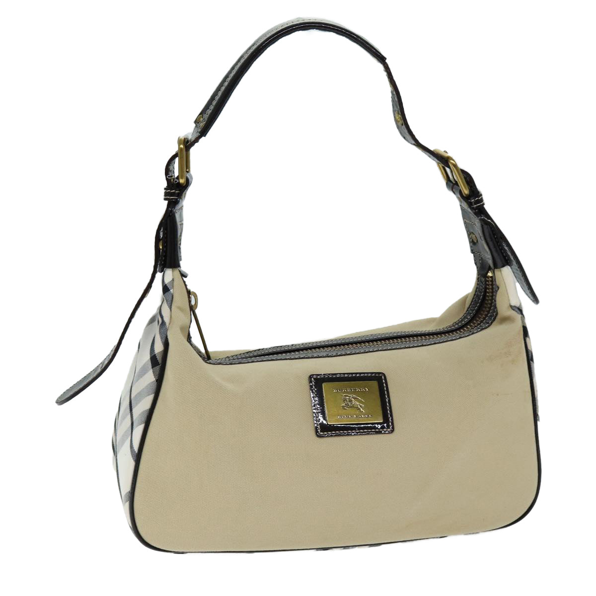 BURBERRY Blue Label Shoulder Bag Canvas Beige Auth bs14480