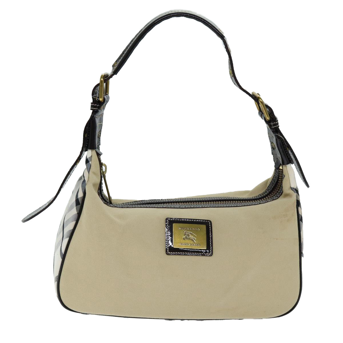 BURBERRY Blue Label Shoulder Bag Canvas Beige Auth bs14480