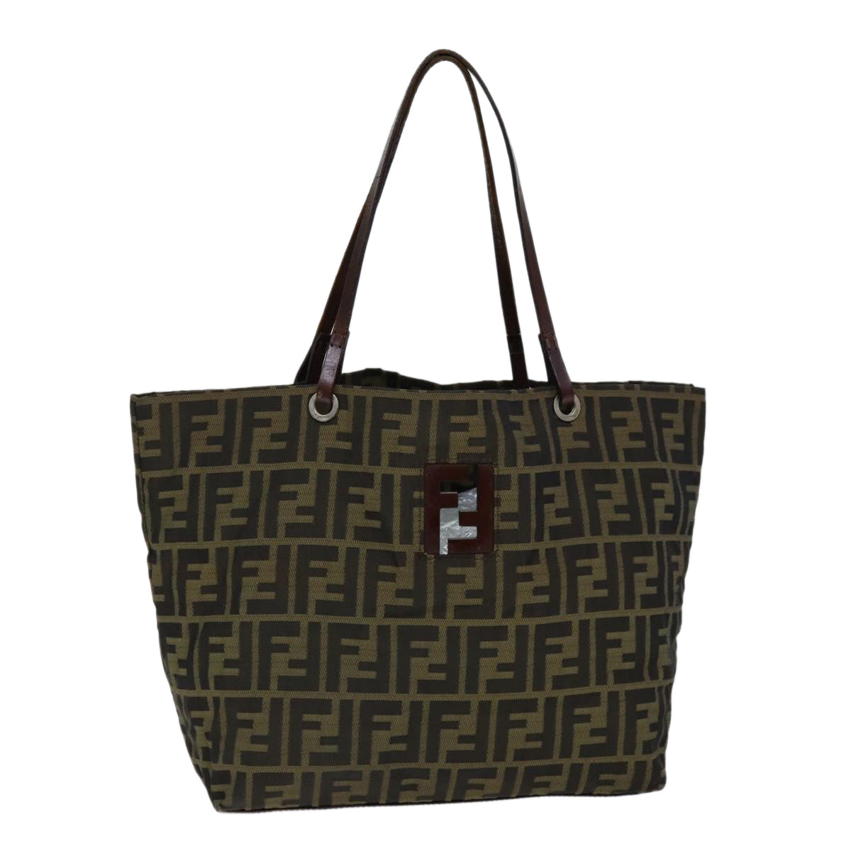 FENDI Zucca Canvas Tote Bag Black Brown Auth bs14491