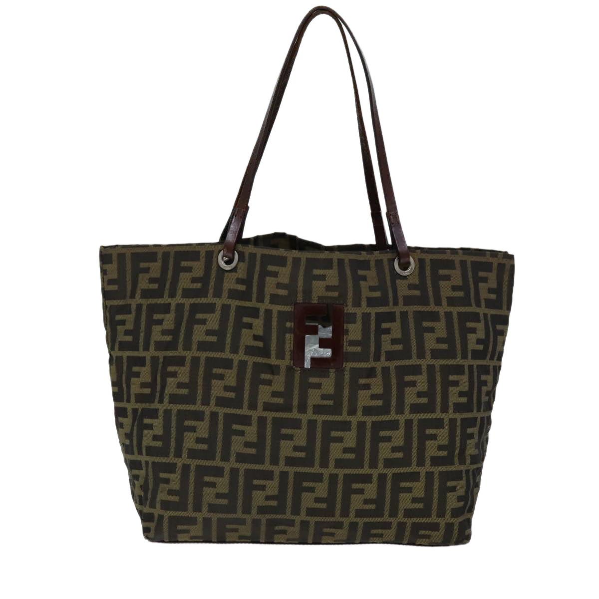 FENDI Zucca Canvas Tote Bag Black Brown Auth bs14491