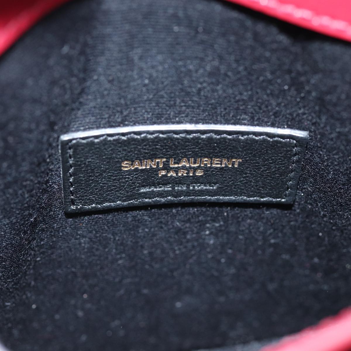 SAINT LAURENT Uptown Small Bag Hand Bag Leather Red Auth bs14495