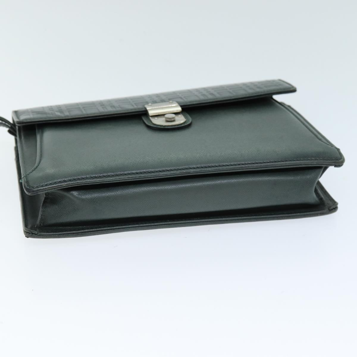 BURBERRY Clutch Bag Leather Green Auth bs14503