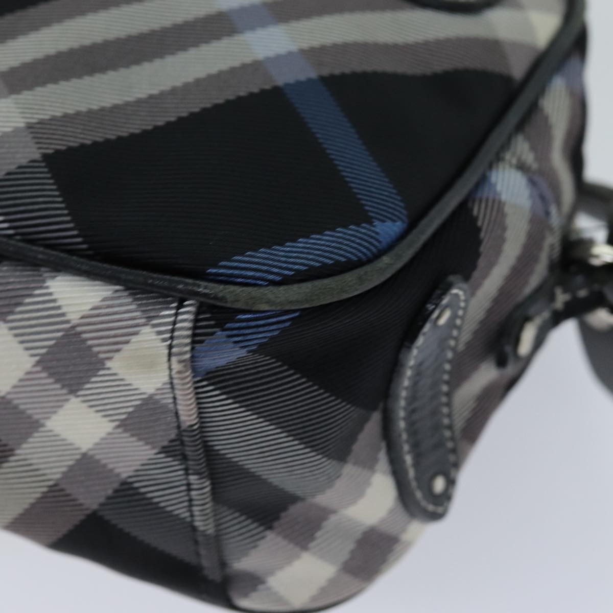 BURBERRY Nova Check Shoulder Bag Nylon Blue Black Auth bs14506