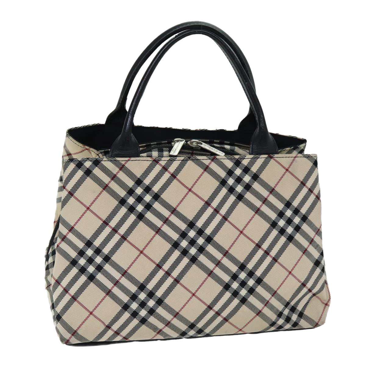 BURBERRY Nova Check Blue Label Hand Bag Canvas Beige Auth bs14507