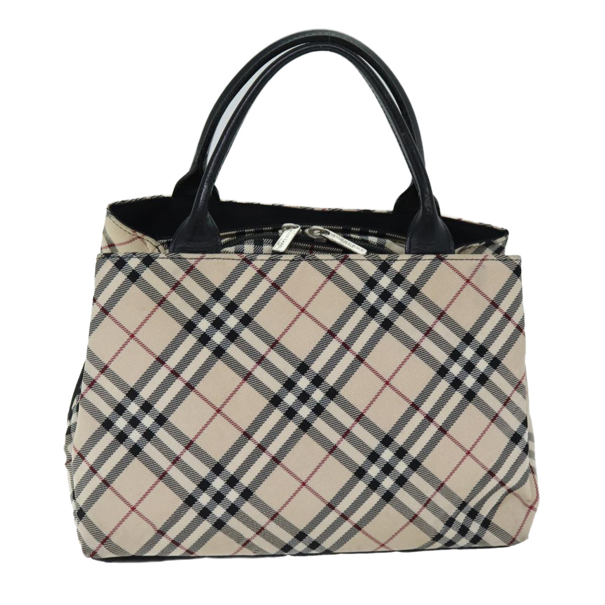 BURBERRY Nova Check Blue Label Hand Bag Canvas Beige Auth bs14507