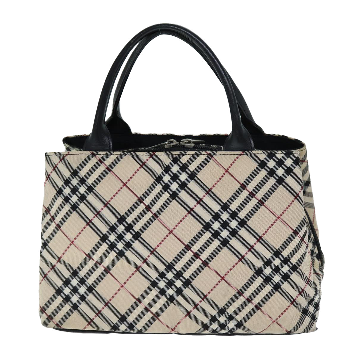 BURBERRY Nova Check Blue Label Hand Bag Canvas Beige Auth bs14507 - 0