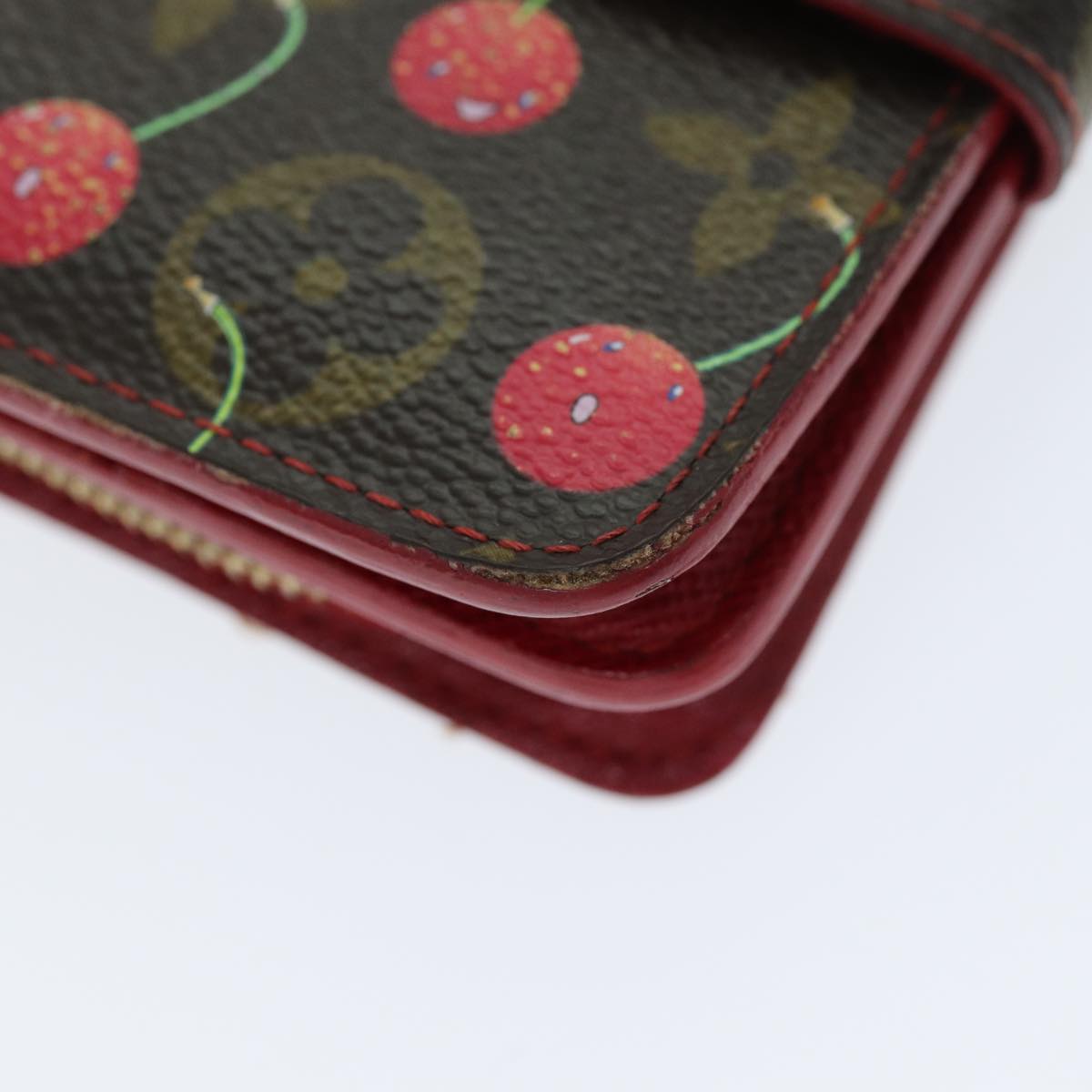 LOUIS VUITTON Monogram Cherry Compact Zip Bifold Wallet M95005 LV Auth bs14531