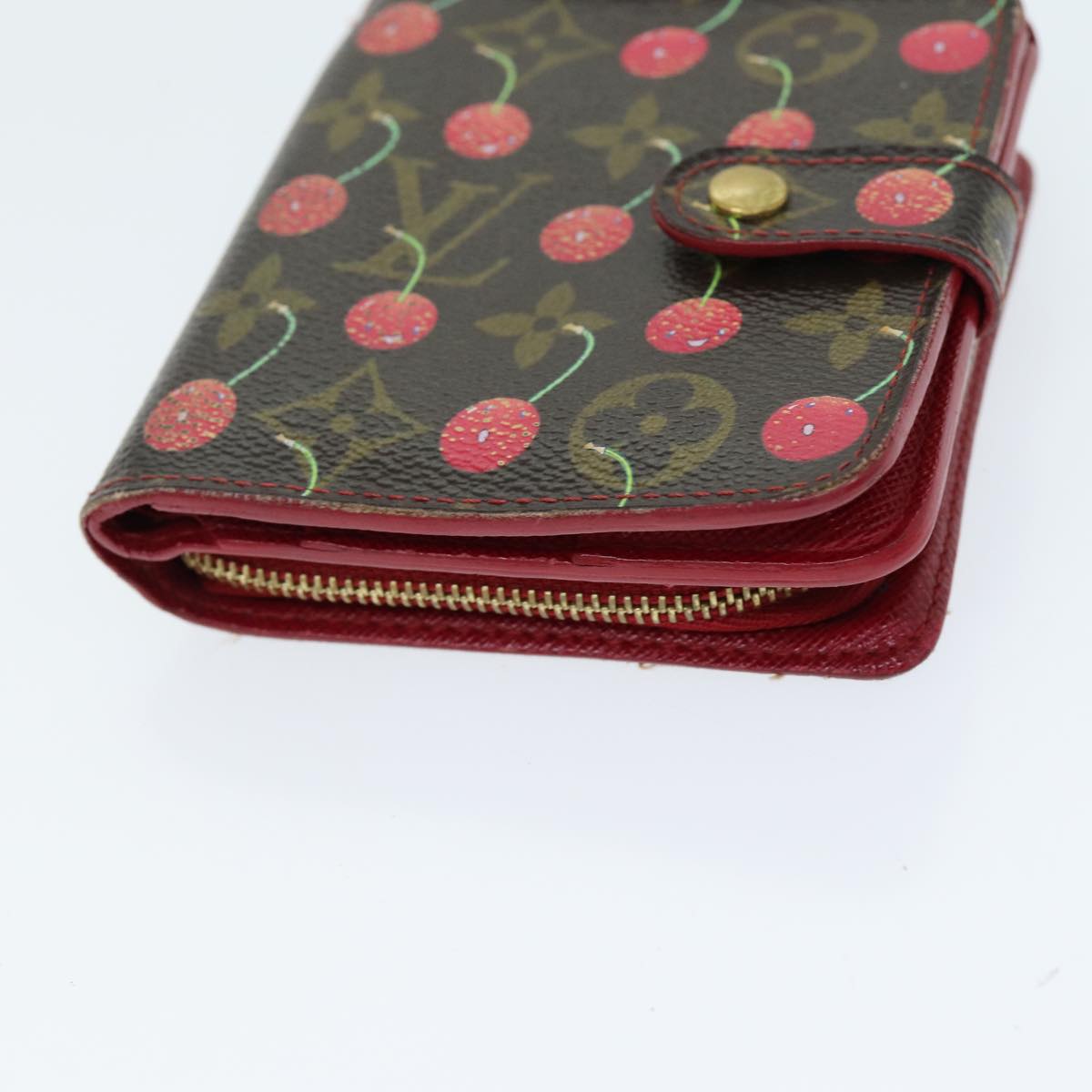 LOUIS VUITTON Monogram Cherry Compact Zip Bifold Wallet M95005 LV Auth bs14531