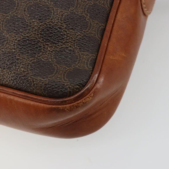 CELINE Macadam Canvas Clutch Bag PVC Brown Auth bs14536