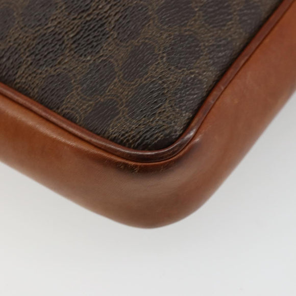 CELINE Macadam Canvas Clutch Bag PVC Brown Auth bs14536