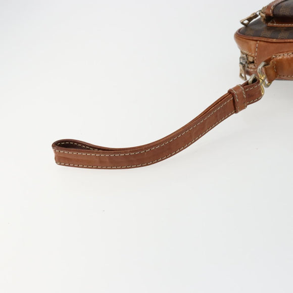 CELINE Macadam Canvas Clutch Bag PVC Brown Auth bs14536