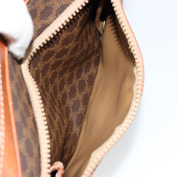 CELINE Macadam Canvas Clutch Bag PVC Brown Auth bs14536