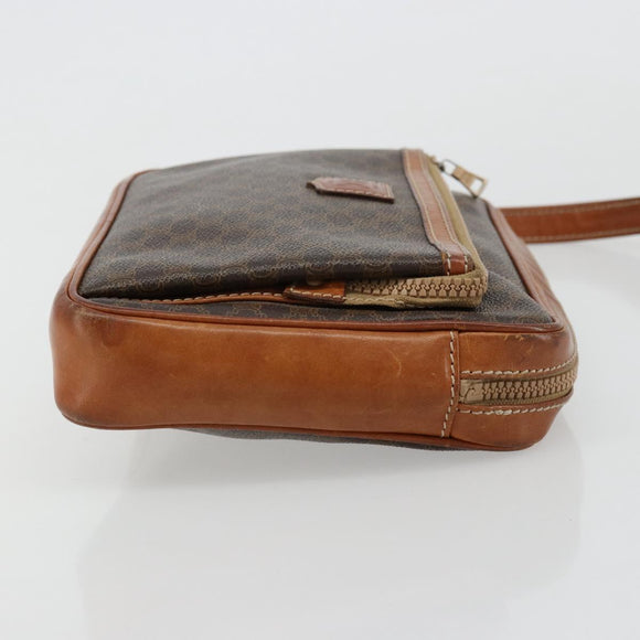 CELINE Macadam Canvas Clutch Bag PVC Brown Auth bs14536